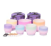 Cuenco cantor de cristal Cuencos cantores de cristal de cuarzo, juego de 7 piezas de 6 a 12 pulgadas, reducción del estrés, oración, budista, equilibrio de los chakras del cuerpo(432hz)