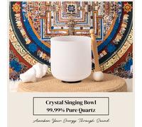 Cuenco Cantor de Cristal de 6 Pulgadas - Instrumento Sonoro de Cuarzo Puro - Adecuado para Meditación, Yoga, Energético y Baño de Sonido -