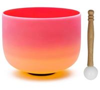 Cuenco cantor de cristal de chakra sacro con nota D de 8 pulgadas for meditación de yoga y baño de sonido, viene con mazo de goma y junta tórica(440Hz)