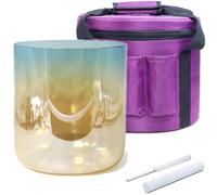 Cuenco cantor de cristal, Tamaños múltiples determinados 440Hz 432Hz del gradiente cian champán cuenco canto cuarzo chakra de la meditación(440Hz,8.5inch D#3)