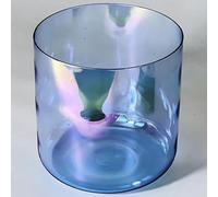 Cuenco cantor de cristal transparente con chakra raíz de nota C de 432Hz y 8,75 pulgadas, cuenco con sonido de chakra de cuarzo azul con mazo y junta tórica