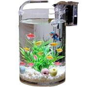 Cuenco cilíndrico de cristal para pecera, tanque de escritorio para oficina, sala de estar y decoración del hogar, hábitat transparente de peces betta
