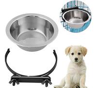 Cuenco colgante mascotas, plato para colgar de acero inoxidable con ganchos Alimentador de agua para alimentos para s cachorro de gato(XL)
