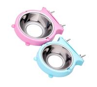 Cuenco colgante para mascotas, práctico de acero inoxidable para alimentos y agua, 2 piezas