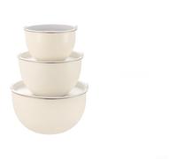 Cuenco de acero inoxidable 304 con tapa, cuenco para mezclar, ensaladera, juego de cuencos, antideslizante, apilable, ideal para cocinar, hornear, ensaladas, preparar huevos (3 tapa blanca)