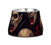 Cuenco de acero inoxidable antideslizante para gatos con diseño de vampiros y calaveras para una alimentación lenta y cómoda