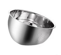 Cuenco de acero inoxidable con colador de malla fina y parte inferior inclinada para un fácil lavado y drenaje de arroz, pasta y granos (201 material 23 cm)