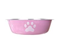 Cuenco de acero inoxidable con patrón de pata de gato para perros, bandeja para beber comida de gran capacidad para gatos, cuencos de comida para perros, bebedores para cachorros y gatos (L,rosa)