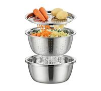 Cuenco de Acero Inoxidable - Lavado Y Moldeado - Juego De Cesta De Colador De 26cm,Para Lavar Y Verduras Frutas Arroz En Cocina Casa Apartamento Comedor Para Preparación De Comidas Hacer Ensalada