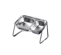 Cuenco de acero inoxidable para gatos, con protección de cuello inclinable, universal, para gatos y perros, suministros de metal puro para mascotas (cuenco doble)