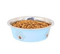 Cuenco de acero inoxidable para perros, plato de gato con huella de dibujos animados, cuenco antideslizante a prueba de óxido, cuenco antideslizante para mascotas, elegante cuenco de comida para