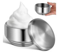 Cuenco de Afeitado de Acero Inoxidable 10,5 Cm con Tapa, Bol Reutilizable para Jabón de Afeitar Masculino, Accesorio Baño Duradero y Fácil de Limpiar para Cuidado Personal