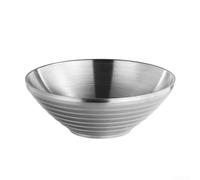 Cuenco de afeitar de acero inoxidable, diseño antideslizante de doble capa, cuenco de gran capacidad de estilo japonés premium para afeitado húmedo (20 cm, plateado)