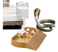 Cuenco de agua - Alimentador automático grande de 19 x 14 x 20 cm, dispensador de agua 2 en 1, recipiente de plato de alimentación, accesorios de hábitat para tortugas, serpientes, anfibios, lagartos