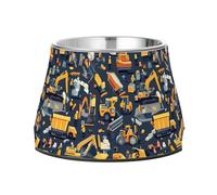 Cuenco de agua antideslizante de acero inoxidable para gatos, cuencos de comida para perros medianos que comen lentamente, escena de construcción, camión mezclador de concreto