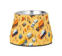 Cuenco de agua antideslizante de acero inoxidable para gatos, cuencos de comida para perros medianos que comen lentamente, escena de construcción, camión mezclador de concreto