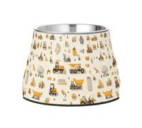 Cuenco de agua antideslizante de acero inoxidable para gatos, cuencos de comida para perros medianos que comen lentamente, escena de construcción, camión mezclador de concreto