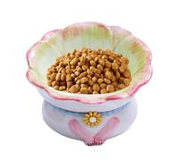 Cuenco de agua con forma de gato, cuenco inclinado para perros, 5,91 x 3,94 pulgadas, no resbaladizo con forma de flor, cuenco de alimentación para mascotas pequeñas, medianas y grandes, cachorros y