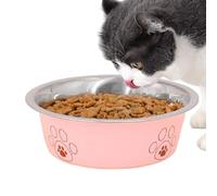 Cuenco de agua de acero inoxidable para perros, plato de comida para gatos con huellas de dibujos animados, plato de comida para gatos a prueba de óxido, cuencos antideslizantes para perros y gatos