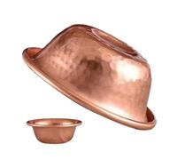 Cuenco de Agua de Cobre para Perros Texturizado Ancho de Cobre Antióxido | Plato de Comida y Agua para Gato de Metal para Hogar Cocina Jardín Balcón Terraza Patio Sala