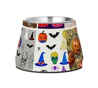 Cuenco de agua elevado de acero inoxidable para perros de Halloween, platos de comida para gatos para amar a tu mascota y comer lentamente