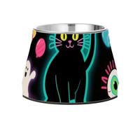 Cuenco de agua fluorescente colorido de calabaza para perros, antideslizante, de acero inoxidable, para gatos, para amar a las mascotas, ralentizar, comer plato de comida para perros