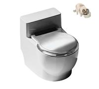 Cuenco de agua para inodoro para gato, cuenco de agua para gatos montado en la pared, dispensador de agua para mascotas en forma de inodoro, fácil instalación, material duradero, perfecto para uso en