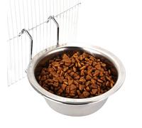 Cuenco de agua para jaula de perro | Tazón de alimentación de jaula antiderrame de acero inoxidable para perros,colgante para gatos para mascotas de interior, cuenco de alimentación portátil para perr