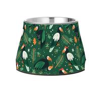 Cuenco de agua para mascotas con diseño de buitre juguetón verde esmeralda, antideslizante, de acero inoxidable, cuencos básicos para amar a las mascotas, comer lentamente