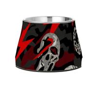 Cuenco de agua para perros con diseño de calavera roja y negra, de acero inoxidable elevado, para mascotas, para amar la comodidad de las mascotas, alimentador lento para perros