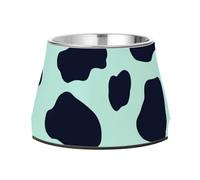 Cuenco de agua para perros con estampado de leopardo azul simple con soporte, cuencos de alimentación para gatos de acero inoxidable para amar a las mascotas, plato de alivio para perros para comer