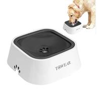 Cuenco de Agua para Perros sin Salpicaduras con Disco Flotante, alimentador Lento de 1.5 L, antidesbordamiento, antiasfixia, sin derrames, para Perros, Gatos, Cachorros, Gatitos (Gris y Blanco)