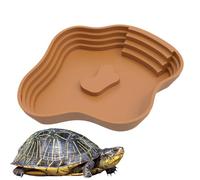 Cuenco de agua para reptiles, plato de reptiles, plato de alimentación de tortuga, bañera de tortuga, comida y cuenco de agua con rampa para gecko, lagarto, hábitat, accesorios de decoración