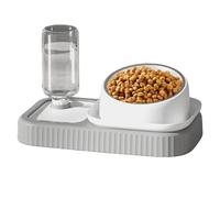 Cuenco de agua y comida para gatos, dispensador automático de alimentación lenta 2 en 1, cuenco doble para gatitos, gatos, cachorros, mascotas, hogar, sala de estar, suelo interior y exterior