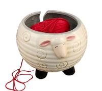 Cuenco de alambre para tejer - Cuenco de almacenamiento para bolas de lana de cerámica de panda o oveja | Funny Hook Accesorios, fieltro antideslizante para tejer o ganchillo