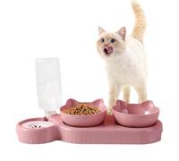 Cuenco de alimentación automática para alimentos de 15 ° angulado, diseño resistente a salpicaduras, dispensador de agua integrado de 500 ml, elevado, para perros y , cómodo y práctico
