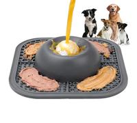 Cuenco de alimentación lenta para perros con bola, cuenco interactivo de silicona para lamer perros, tapete 2 en 1 con bola rodante para razas grandes, medianas y pequeñas, gatos, comida húmeda, yogur