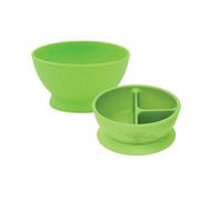 Cuenco de alimentación y cuenco de aprendizaje, color verde, juego de 9 meses +