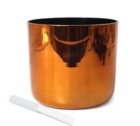 Cuenco de alquimia de cristal marrón oscuro de 7 pulgadas E Note para yoga, meditación y curación de sonido con chapado de luz cósmica (432 Hz)