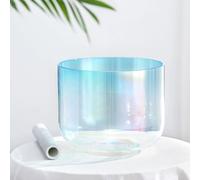 Cuenco de alquimia de luz cósmica de 432 Hz con mazo de gamuza y junta tórica, cuenco tibetano de cristal azul for meditación, yoga y sanación sonora.(A note,7 inch)