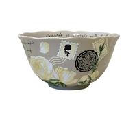 Cuenco de arroz de cerámica con flores retro para el hogar, creatividad fresca y creatividad, cuenco redondo gris de 6.9 pulgadas