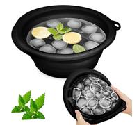 Cuenco de Baño de Hielo, Cuenco de Baño de Hielo Facial Plegable, con Bandeja de Hielo Integrada, Manual de Instrucciones, Cuenco de Hielo para Cara, para un Fácil Almacenamiento y Transporte, Negro