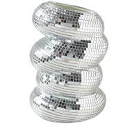 Cuenco de bola de discoteca, macetero de bola de discoteca, jarrón de espejo plateado con diseño de mosaico en espiral, maceta única de 6 pulgadas para suculentas, centro de mesa y decoración del