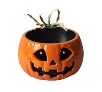 Cuenco de calabaza para caramelos, plato de caramelos de calabaza, almacenamiento de aperitivos con mano de esqueleto móvil para, patio, cumpleaños, casa embrujada, porche, aula, reunión en