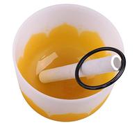 Cuenco de Canto de Cristal de Cuarzo, Cuenco de Sonido de Meditación Budista con Anillo de Goma para Yoga, Cuenco de Canto de Meditación Curativa (Nota amarilla E)