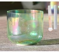 Cuenco de Canto de Cristal de Cuarzo Verde de gradiente cósmico, 99,99% Pure C Note 432Hz para meditación de Yoga, Equilibrio Emocional de Alivio de estrés de sanación de Sonido Profundo, Herramienta