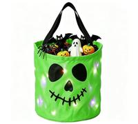 Cuenco de caramelo Halloween Cubo truco oro Treat no tejido | Cuenco reutilizable Trick Gold Treat para niñas invitados joyas cumpleaños fiesta en casa estante decoración vacaciones