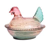 Cuenco de Caramelo Vintage con Forma de Pollo con Tapa, Encantador Tarro de Cristal para Caramelos para Aperitivos, Postres y Frutas, Ideal para Decoración del Hogar, 980 G (M)