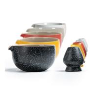 Cuenco de cer mica para t matcha TEANAGOO con textura de roca natural japonesa y soporte para batidor, 18 oz, K17 RockyBlackGrey