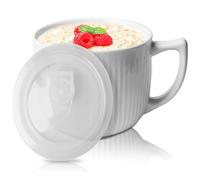 Cuenco de cerámica con asa, 900 ml, tazas de sopa para microondas con tapa, cuenco de ramen, taza de café grande para almuerzo, pasta, fruta, cereales